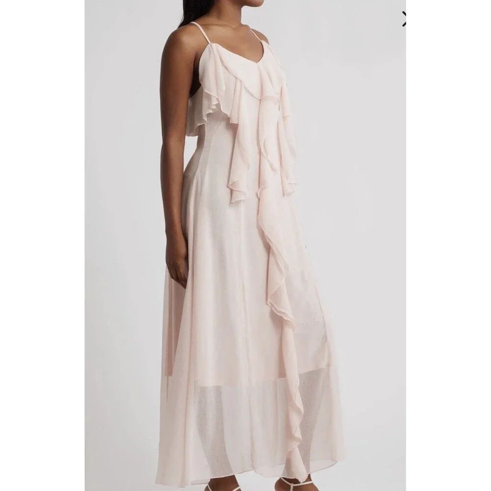 Vero Moda Women Camille Ruffle Detail Slipdress Size Medium New With Flaw Blue - Picture 4 of 8